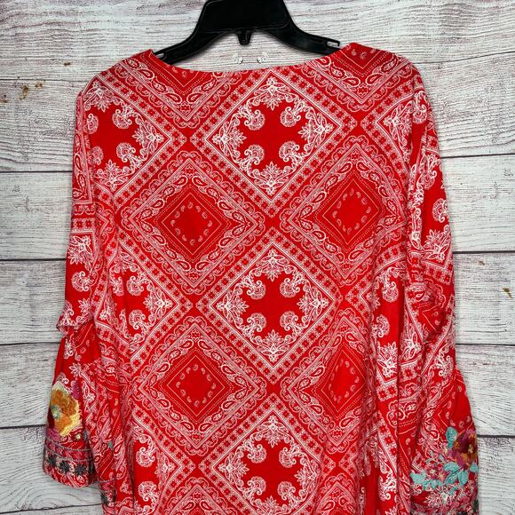 Savanna Jane Pink & Red Floral Embroidered V Neckline Tunic Top Blouse Size 1XL - Picture 9 of 9